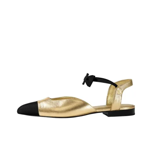 CHANEL Стильные Сандалии Женские Черный Золото