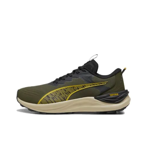 PUMA Electrify Nitro Slip-Resistant Abrasion-Resistant Low-Top Trail Running Shoes Men's Brown Green PUMA Electrify Nitro противоскользящие устойчивые к истиранию низкие кеды для бега по пересеченной местности мужские коричневый зеленый
