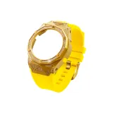 Золотой чехол ромб + желтый ремешок