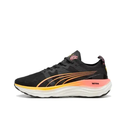 PUMA ForeverRUN Nitro Противоскользящий Устойчивый к истиранию Низкий Топ Беговые кроссовки Мужские Черный Белый Желтый
