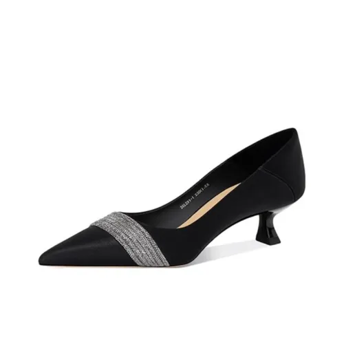 JESSICA SOPHIA Сексуальная Заостренная Носка Кошка Каблук Обувь Повседневная Обувь 4CM Женская Черная