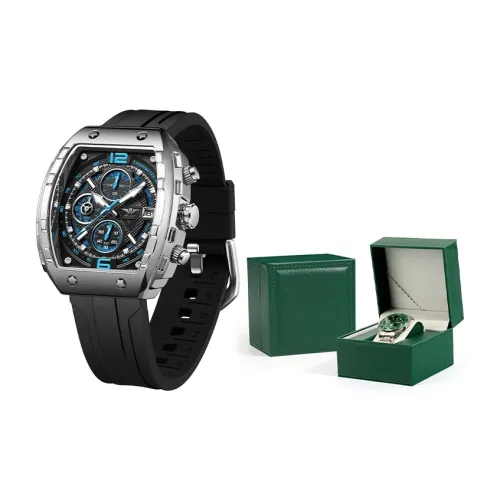 JINLERY Тонн-образный кварцевый механизм силиконовый ремешок мужские часы черный циферблат