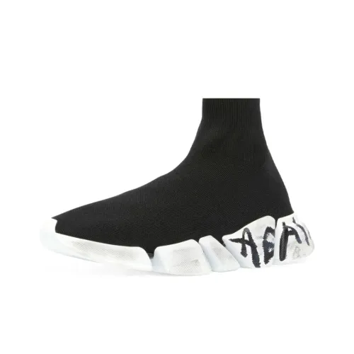 Balenciaga Speed 2,0 High Топ Повседневная обувь Женская Черная Потертый