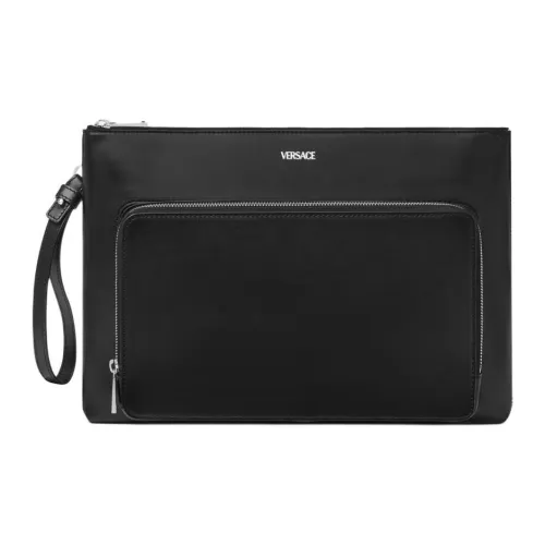 VERSACE Кожа Клатч Большой Мужской Черный Серебряный