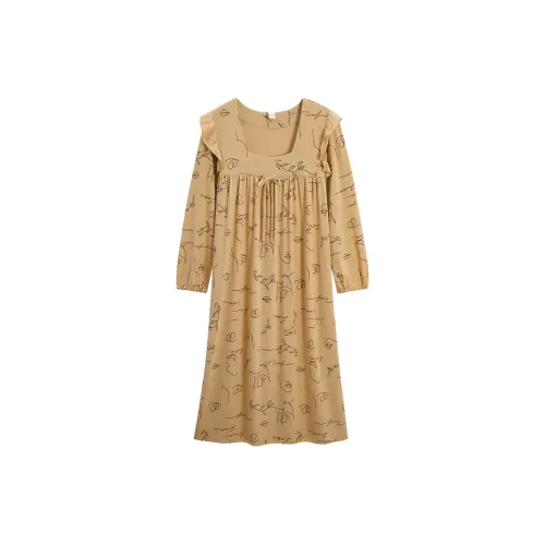 Sha Qian Ночная сорочка Весна-осень Женская Хаки