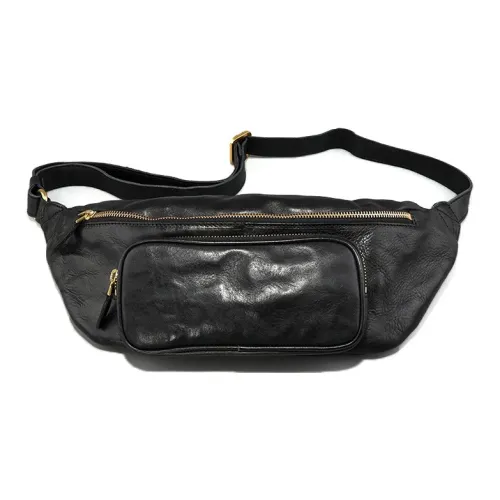 DOSRFINI Коровья кожа Одно плечо Сумка через плечо Sling Сумка Обычный Мужской Черный Закатно-желтый