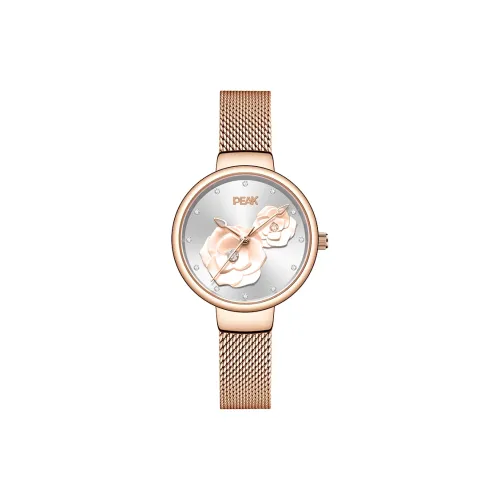 PEAK 3D Эффект Розовый Кварц Механизм Нержавеющая Сталь Ремешок Часы Женские Часы Серебристый Циферблат
