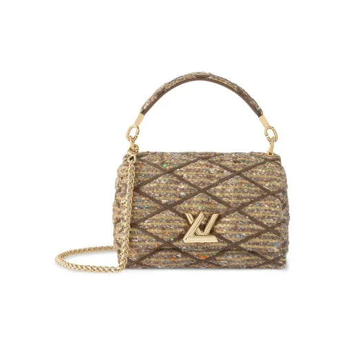 LOUIS VUITTON Цветочный Твид Одно Плечо Сумка Маленькая Женская Золотая