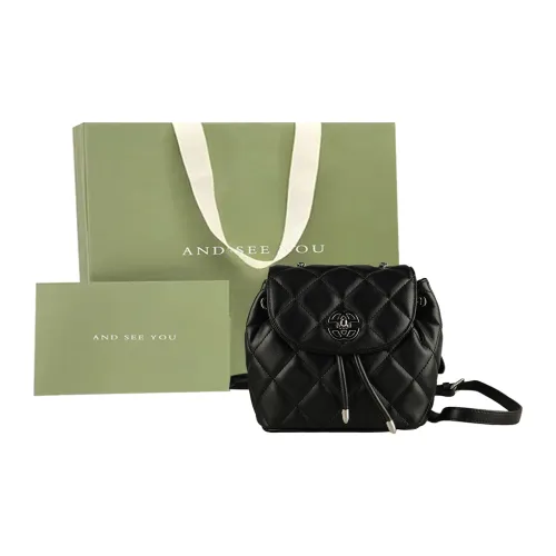 ANDSEEYOU Рюкзак из коровьей кожи маленький женский черный экрю