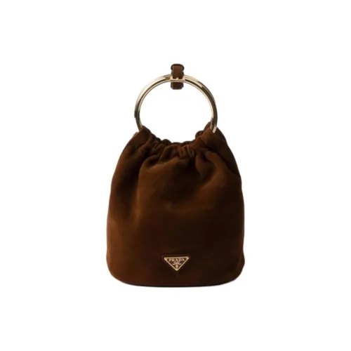 PRADA Замша Одно Плечо Сумка Мини Женская Какао-Коричневый