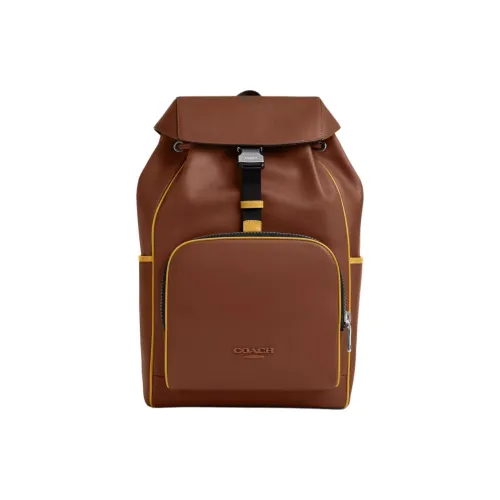 COACH Гладкая телячья кожа рюкзак средний мужской седло