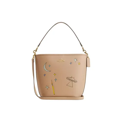 COACH Observed By Us Коллаборация Городской Двойной Сided Кожа Сумка через плечо Сумка на плечо Большая Женская Бежевая