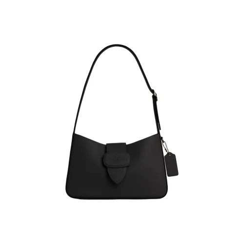 COACH Eliza Утонченная Телячья Кожа Сумка через плечо Сумка среднего размера Женская Черная
