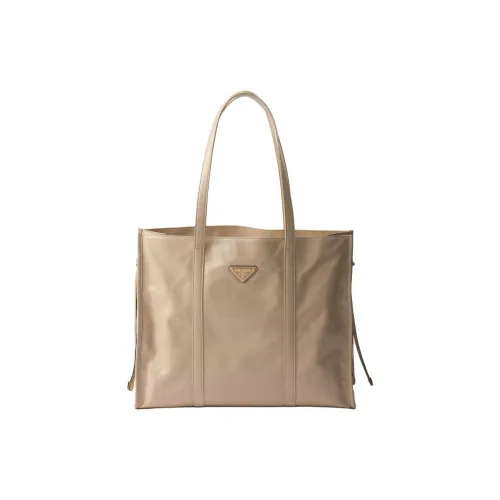 PRADA Кожа Тоут Сумка Сумка для покупок Сумка Большая Женская Лайм Серый