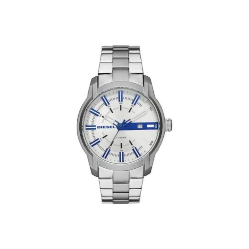 DIESEL Мужские часы Кварцевый механизм Ремешок из нержавеющей стали 44 мм Серебристый циферблат