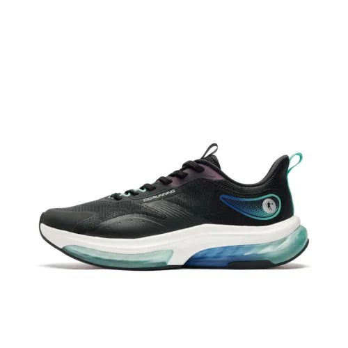 QIAODAN Slip-resistant Abrasion-resistant Low Top Беговые кроссовки Мужские Черные Синие