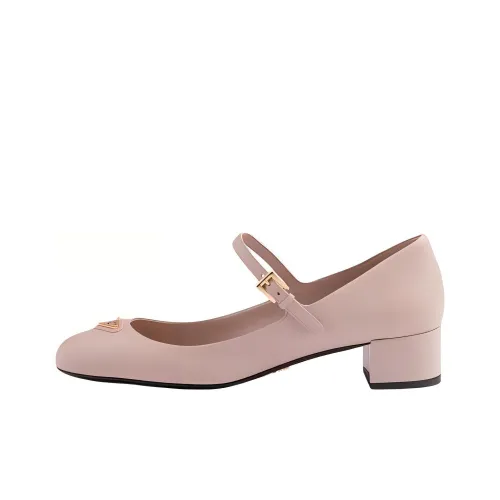 PRADA Туфли Мэри Джейн с грубым каблуком 3,5 см женские темно-розовые