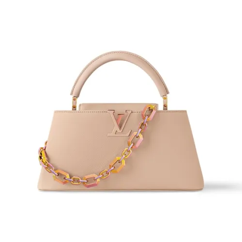 LOUIS VUITTON Capucines Grained Телячья кожа Сумка через плечо Сумка среднего размера Женская Розовая