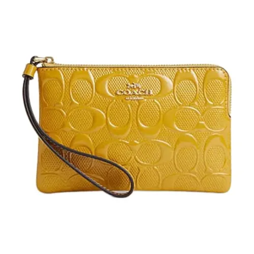 COACH Corner Zip Спилок коровьей кожи Кошелек Маленький Женский Золотой