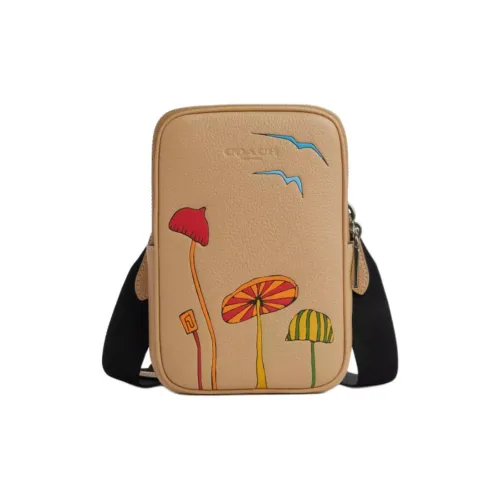 COACH Сумка через плечо из галечной кожи женская коричневая и многоцветная