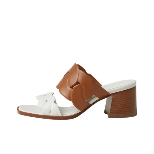 HERMES Gaby Слипоны Женские Белые Коричневые