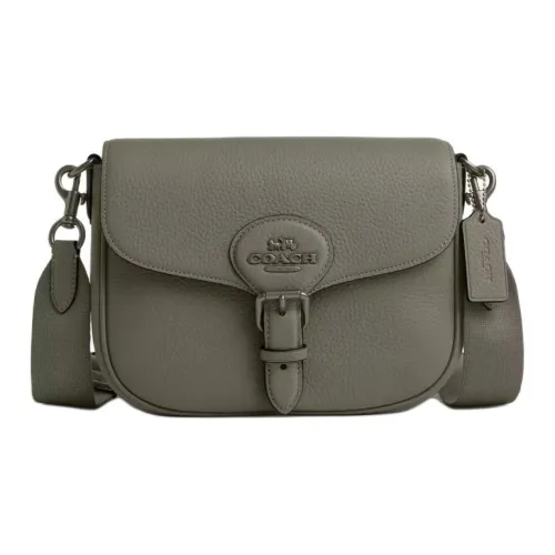 COACH Amelia Каменная кожа Сумка через плечо Средняя Женская Металлическая и Армейская зеленая