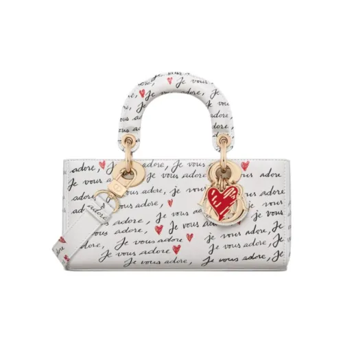 DIOR LADY D JOY Телячья кожа Сумка через плечо Сумка Маленькая Женская Белая