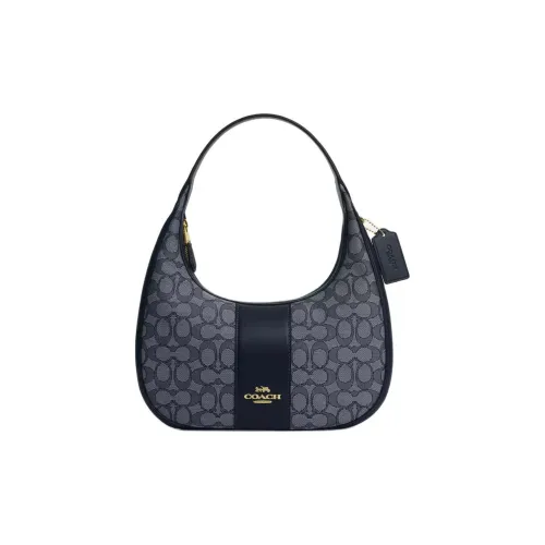 COACH CARMEN Жаккард с кожаными вставками Сумка через плечо Большая Женская Полночь Морской Синий