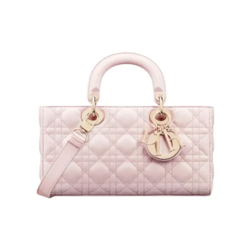 DIOR Lambskin Сумка Lady Dior Сумка через плечо Сумка среднего размера Женская Светло-розовая