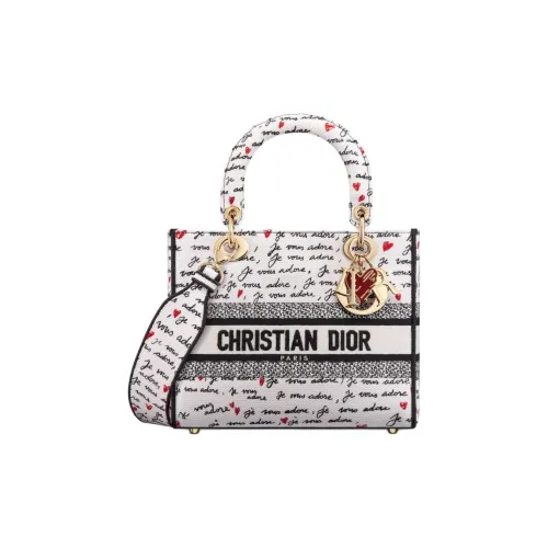 DIOR LADY D Лайт Вышивка Тоут Сумка Сумка для покупок Сумка Средний Women's White Черный
