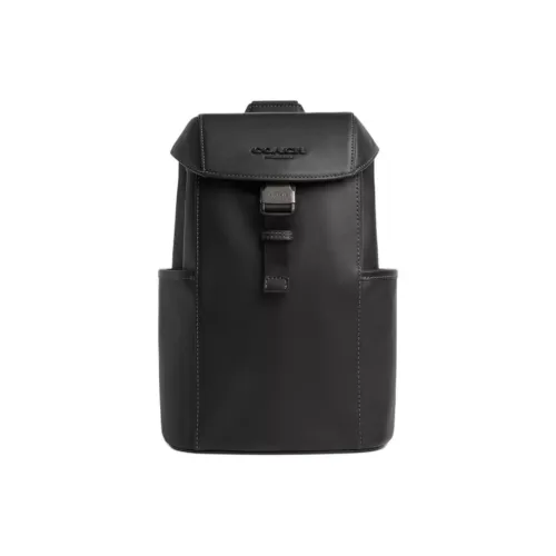 COACH Гладкая Телячья Кожа Сумка через плечо Sling Сумка Мужская Бронза и Черный