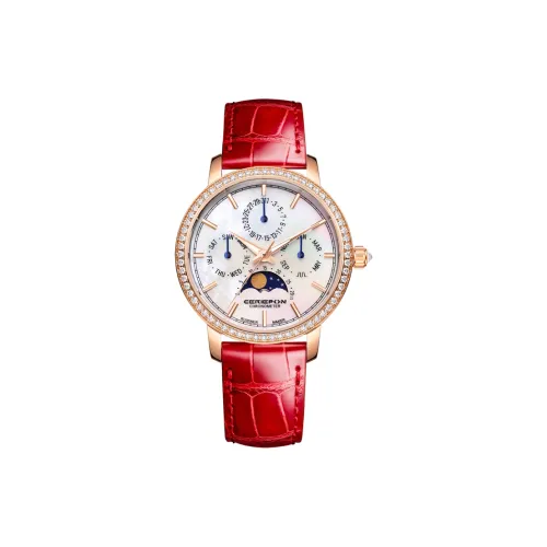 CERIEPON Poetic Time Collection Водонепроницаемые часы Кварцевый механизм Корова кожа Ремешок Часы Женские Белый циферблат