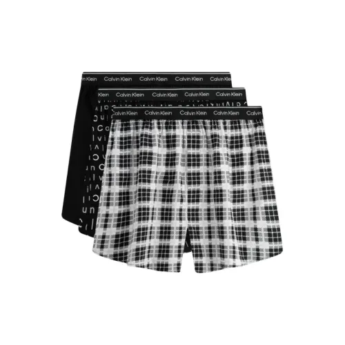 Calvin Klein 3 упаковки Космос Черный + Черный Белый Клетка + Буква Полный С принтом Мужские боксеры