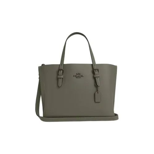 COACH Mollie Двойная сторона кожаная сумка-тоут сумка для покупок сумка среднего размера женская армейский зеленый