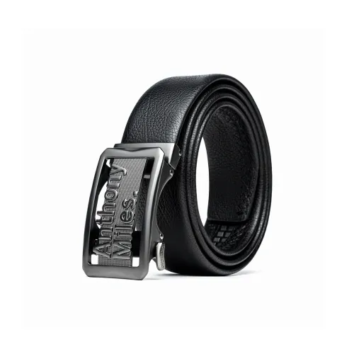 Anthony Miles Цинковый сплав Автоматическая застежка Ремешки из коровьей кожи Мужской Черный Ширина 4CM