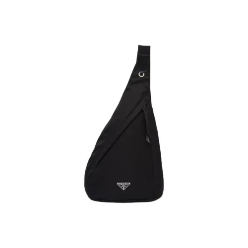 PRADA Переработанный нейлон с кожаными вставками сумка через плечо мужская черная