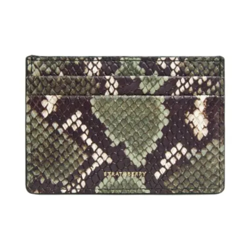 Strathberry Змеиный принт Кожа Картхолдер Женские Зеленый Коричневый