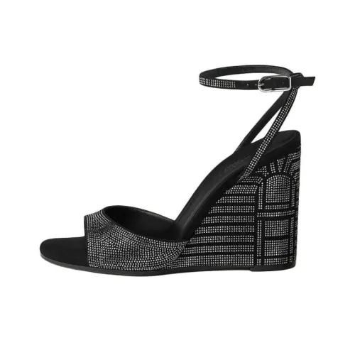 HERMES Jolie One Ремень Сандалии 10 см Женские Черный