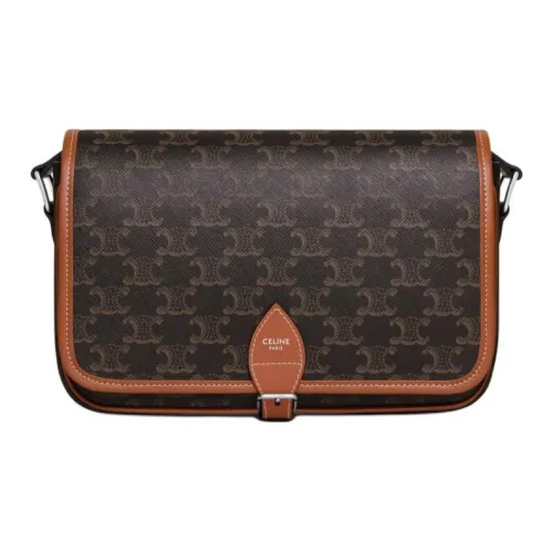 Celine Folco Коровья кожа Курьерская сумка Сумка через плечо Маленький Мужской Рыжевато-коричневый