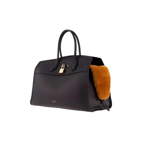 LOUIS VUITTON Кожаная отделка Сумка Большая Женская Черная