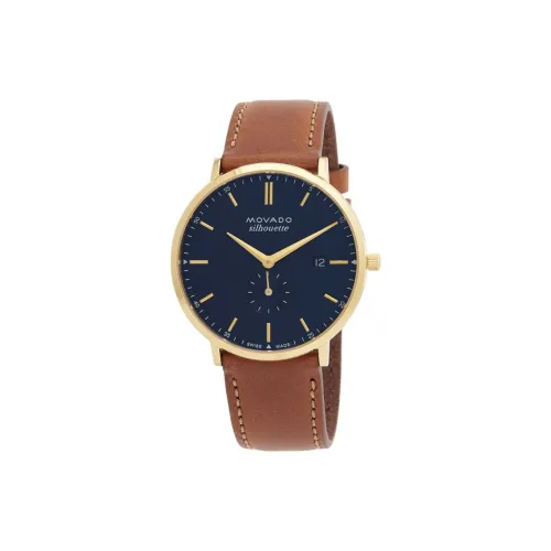 MOVADO Heritage Collection Кварцевый механизм Унисекс Часы 40 мм Синий циферблат Корпус из нержавеющей стали Кожаный ремешок