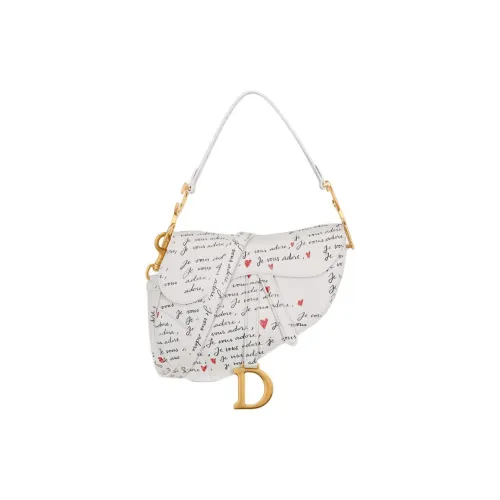 DIOR Телячья кожа Седло Сумка Портативная Сумка через плечо Сумка через плечо Женская Белая