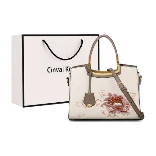 CinvaiKrose Сумка через плечо из синтетической кожи сумка среднего размера женская кремово-белая османтусово-красная