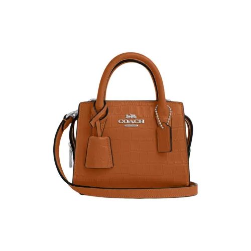 COACH Крокодил Тисненая кожа Сумка через плечо Сумка Мини Женские Промытый Оранжевый