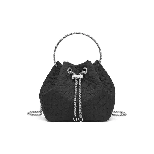 ST SAT Текстиль Синтетическая кожа Сумка-ведро Сумка на одно плечо Обычная Женская Черная