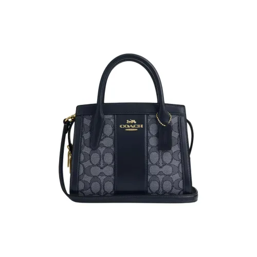 COACH Andrea Жаккард Телячья кожа Сумка через плечо Сумка Маленькая Женская Полночь Морской синий