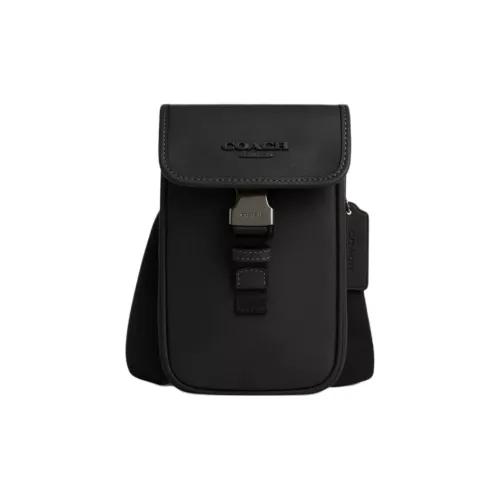 COACH Гладкая Телячья Кожа Чехол для телефона Сумка через плечо Мужская Черная
