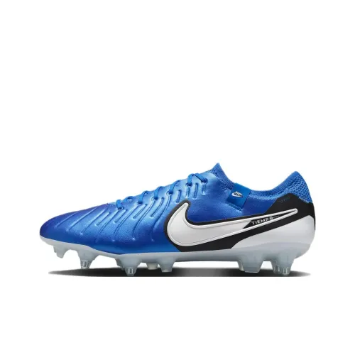 Nike Tiempo Legend 10 Мягкая трава Противоскользящие Устойчивые к истиранию Футбольные бутсы Унисекс Синий Белый