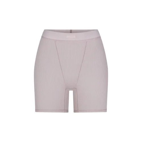 SKIMS SS24 Summer Collection Хлопок Rib Boxers Женские OYSTER Устрица