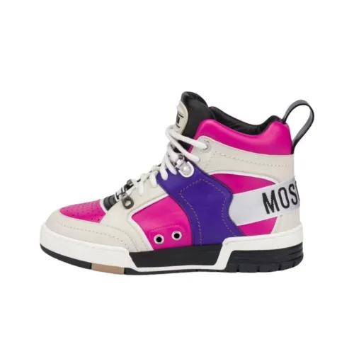 MOSCHINO Streetball Высокие Кроссовки для Скейтбординга Женские Розовые Белые
